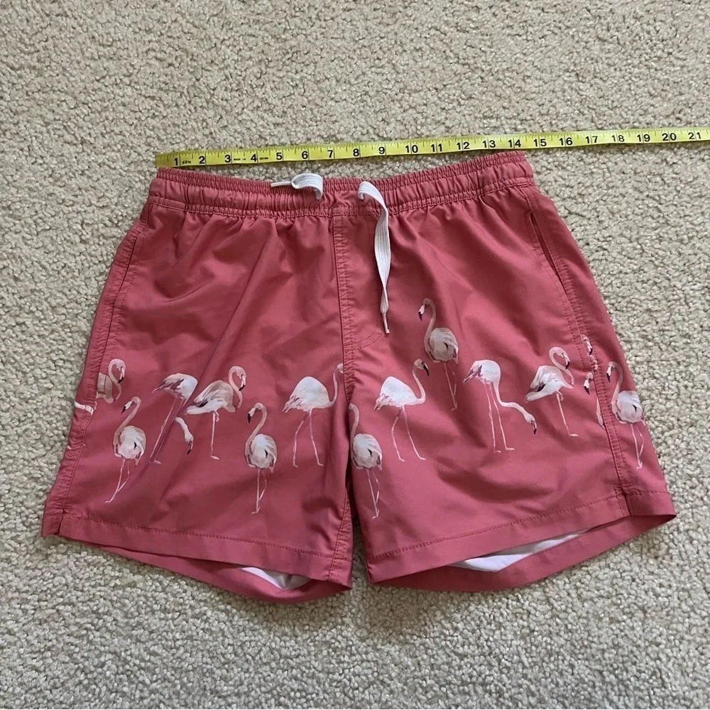 Maamgic Men Swim Shorts Trunks Sz Small 5.5 Quick Dry Pool Beach Coral Flamingo